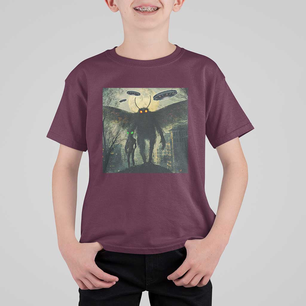 Mothman Aliens T Shirt For Kid Funny Cryptid Alien UFO - Wonder Print Shop