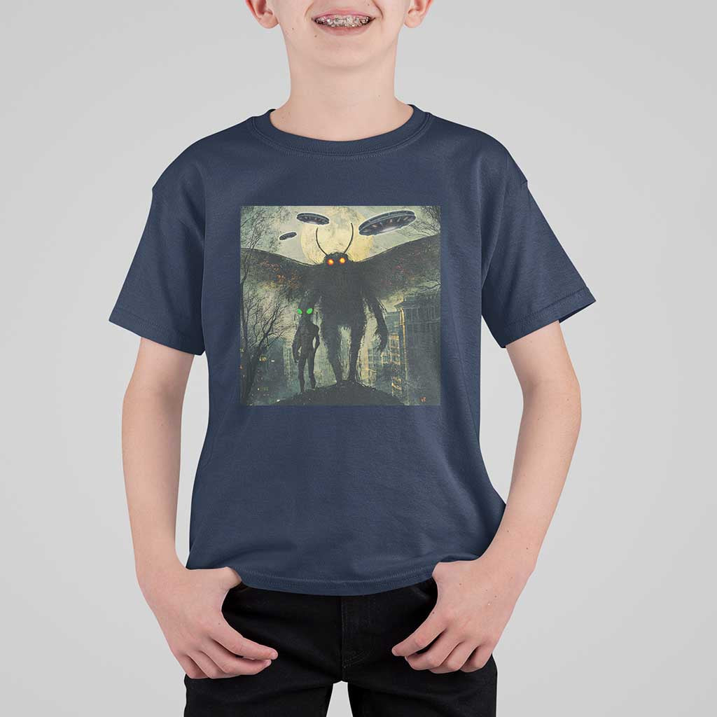 Mothman Aliens T Shirt For Kid Funny Cryptid Alien UFO - Wonder Print Shop