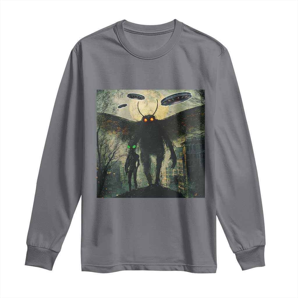 Mothman Aliens Long Sleeve Shirt Funny Cryptid Alien UFO - Wonder Print Shop