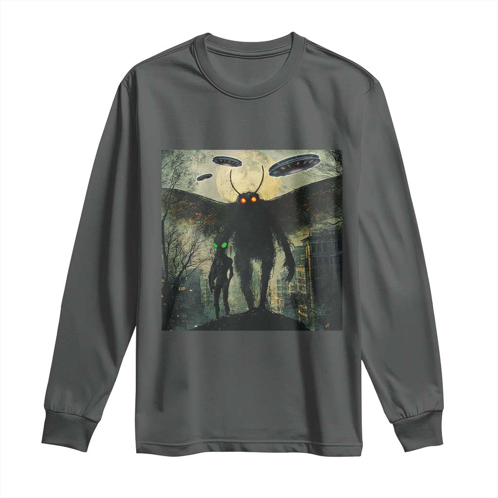 Mothman Aliens Long Sleeve Shirt Funny Cryptid Alien UFO - Wonder Print Shop