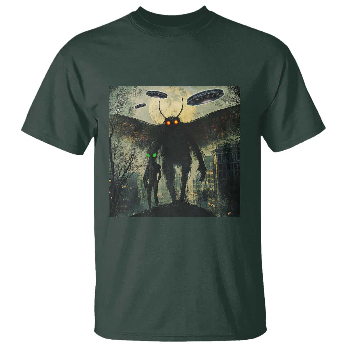 Mothman Aliens T Shirt Funny Cryptid Alien UFO - Wonder Print Shop