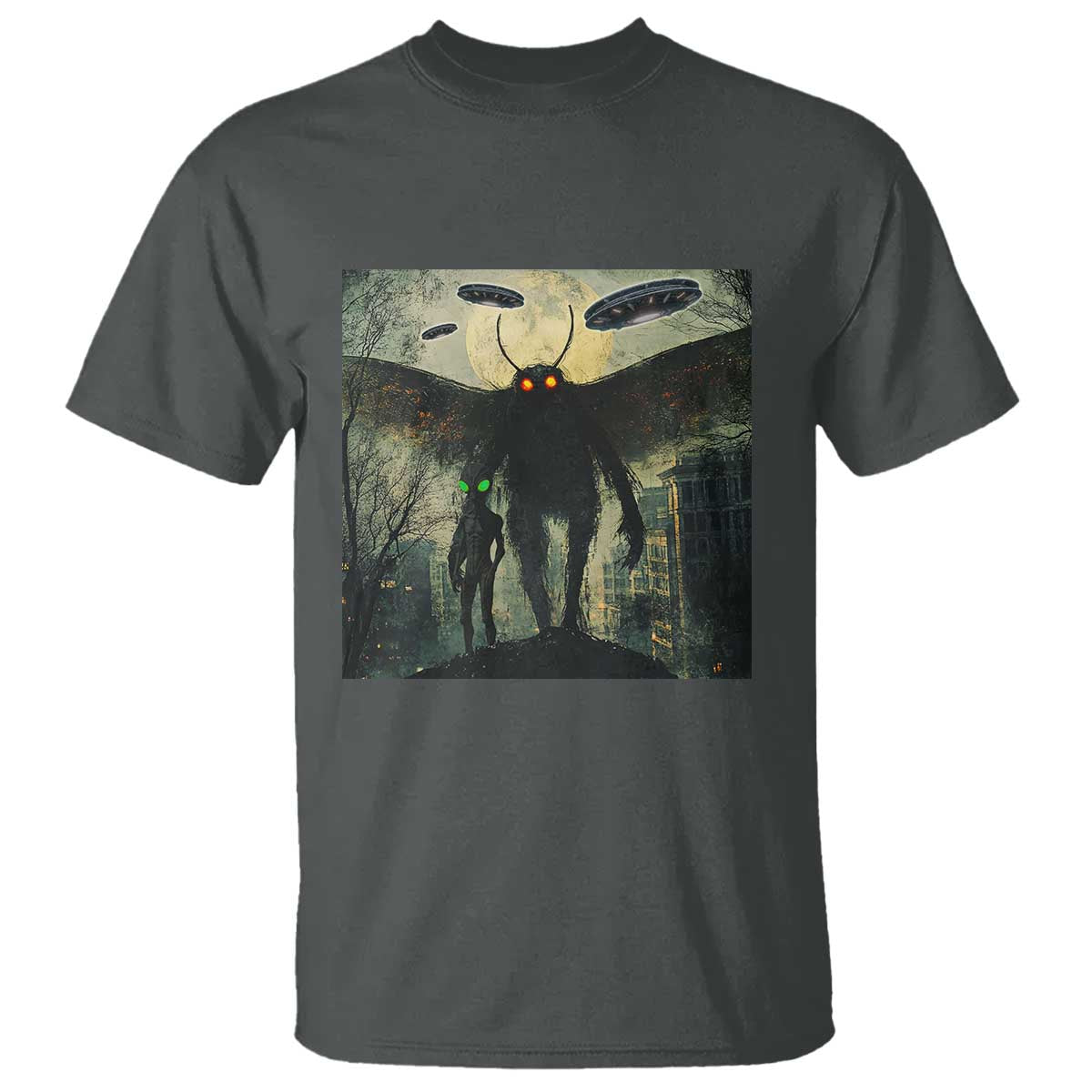 Mothman Aliens T Shirt Funny Cryptid Alien UFO - Wonder Print Shop