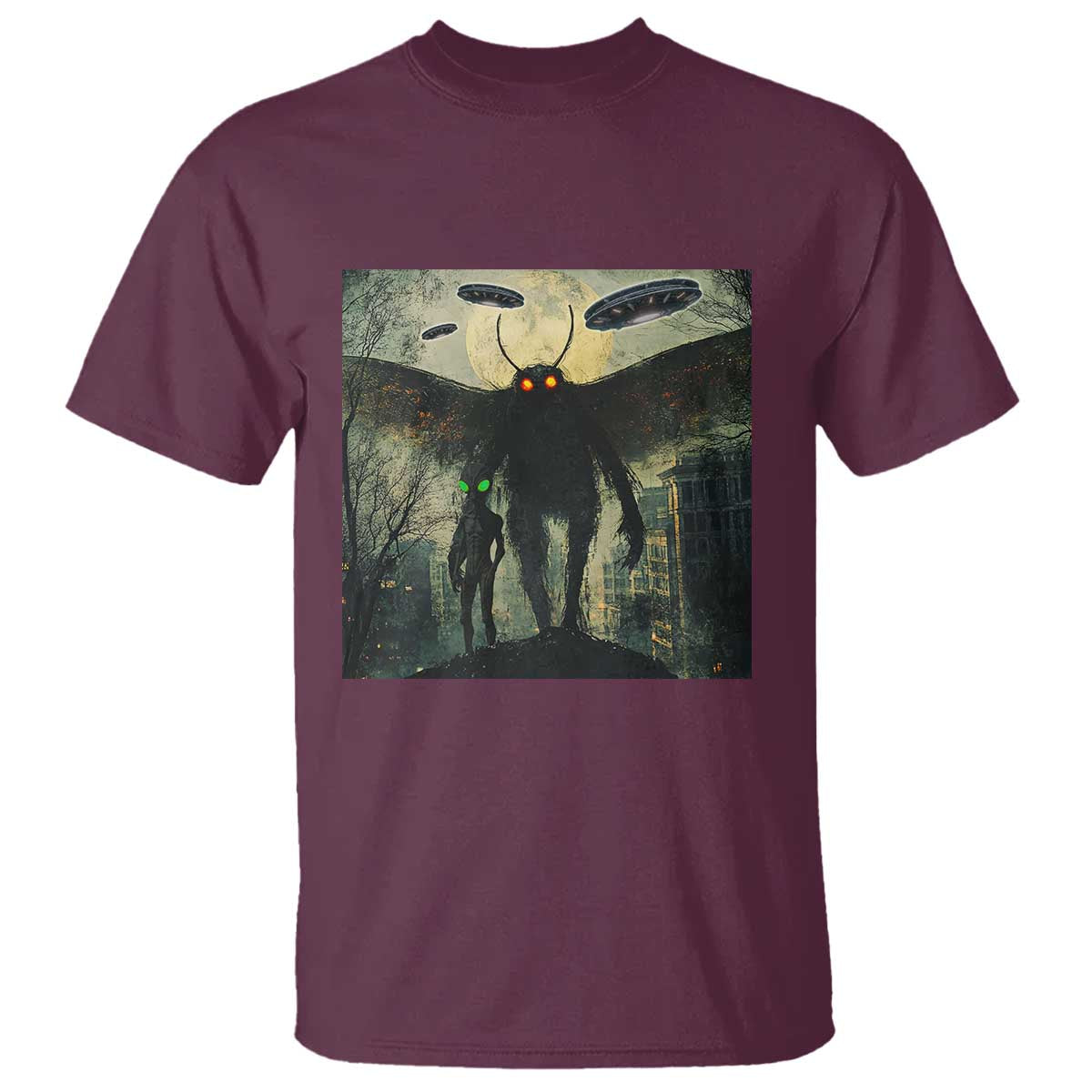 Mothman Aliens T Shirt Funny Cryptid Alien UFO - Wonder Print Shop