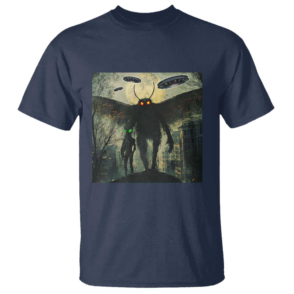 Mothman Aliens T Shirt Funny Cryptid Alien UFO - Wonder Print Shop