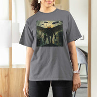 Mothman Aliens T Shirt For Women Funny Cryptid Alien UFO - Wonder Print Shop