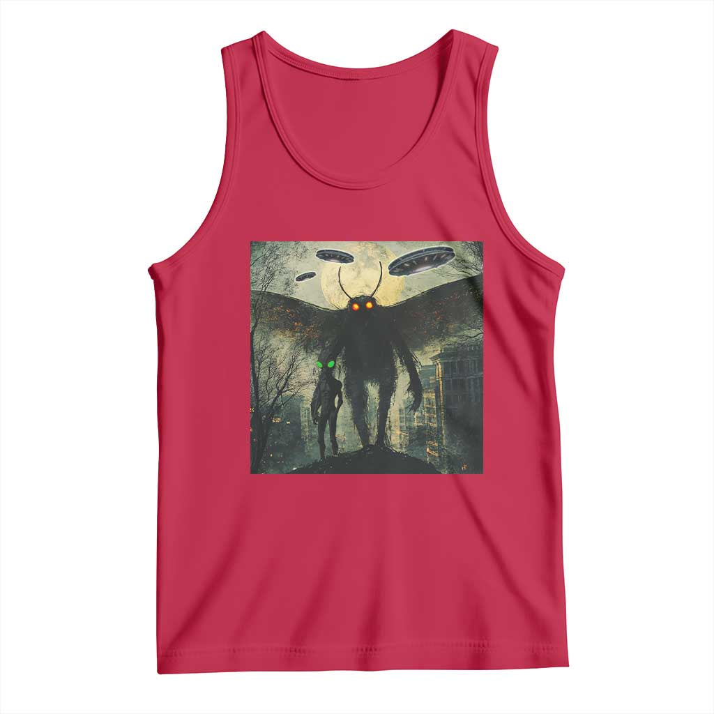 Mothman Aliens Tank Top Funny Cryptid Alien UFO - Wonder Print Shop