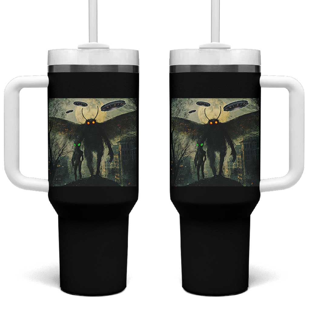 Mothman Aliens Tumbler With Handle Funny Cryptid Alien UFO - Wonder Print Shop