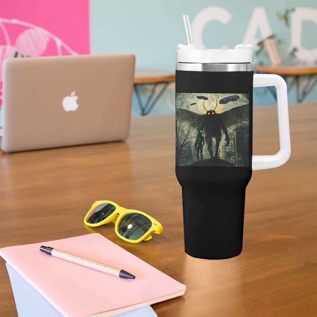 Mothman Aliens Tumbler With Handle Funny Cryptid Alien UFO - Wonder Print Shop