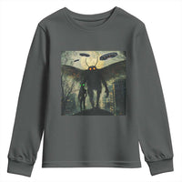Mothman Aliens Youth Sweatshirt Funny Cryptid Alien UFO - Wonder Print Shop