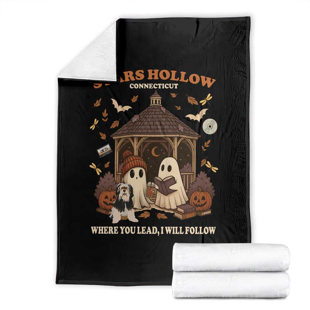 Halloween Stars Hollow Throw Blanket Retro Book Lover Cute Ghost Fall Pumpkin - Wonder Print Shop