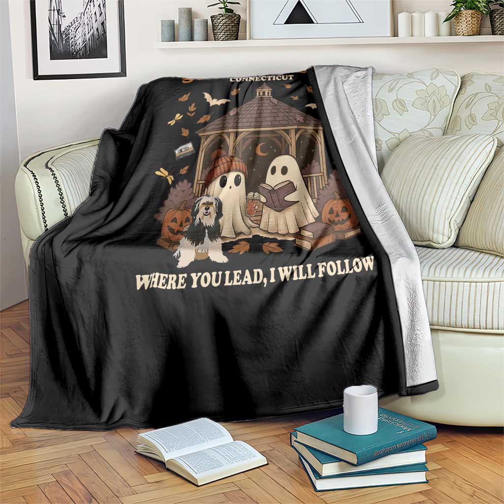 Halloween Stars Hollow Throw Blanket Retro Book Lover Cute Ghost Fall Pumpkin - Wonder Print Shop