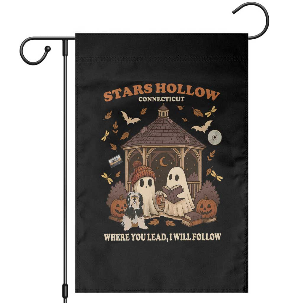 Halloween Stars Hollow Garden Flag Retro Book Lover Cute Ghost Fall Pumpkin - Wonder Print Shop