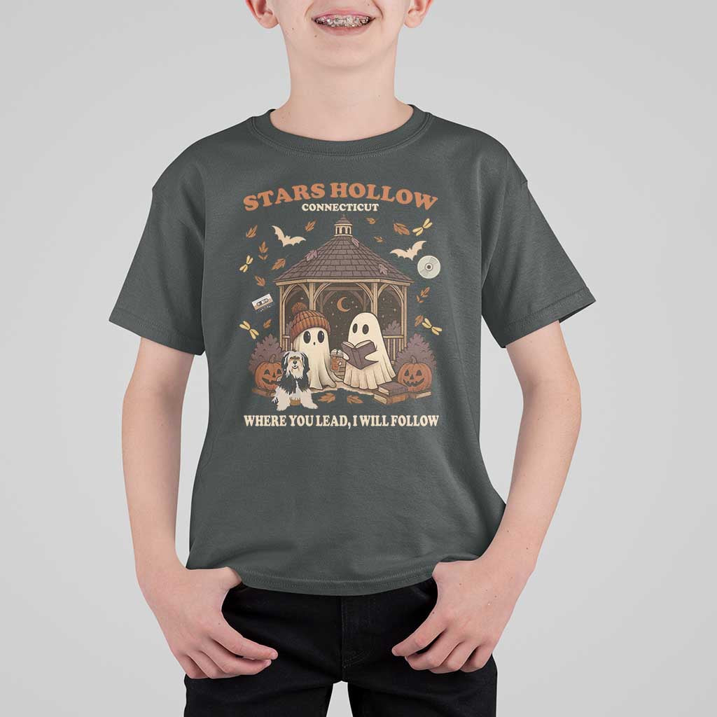 Halloween Stars Hollow T Shirt For Kid Retro Book Lover Cute Ghost Fall Pumpkin - Wonder Print Shop