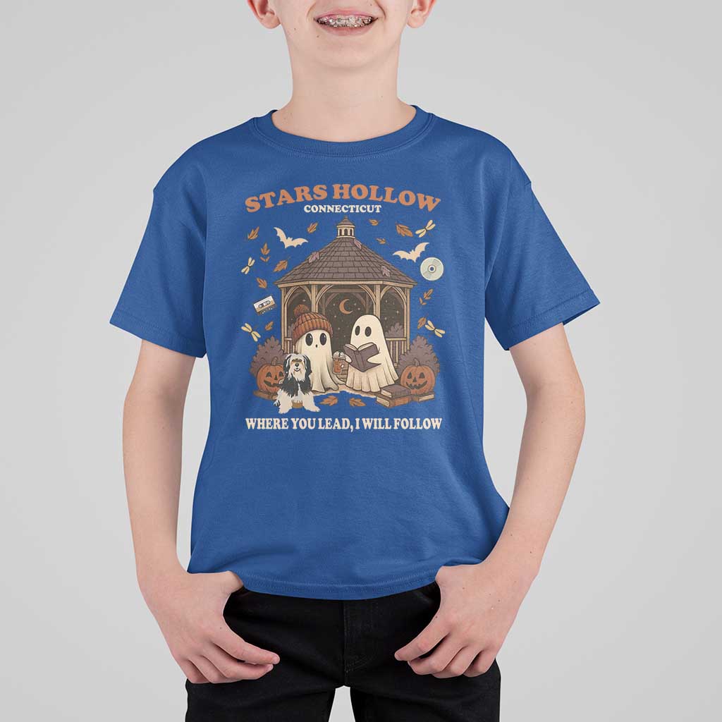 Halloween Stars Hollow T Shirt For Kid Retro Book Lover Cute Ghost Fall Pumpkin - Wonder Print Shop