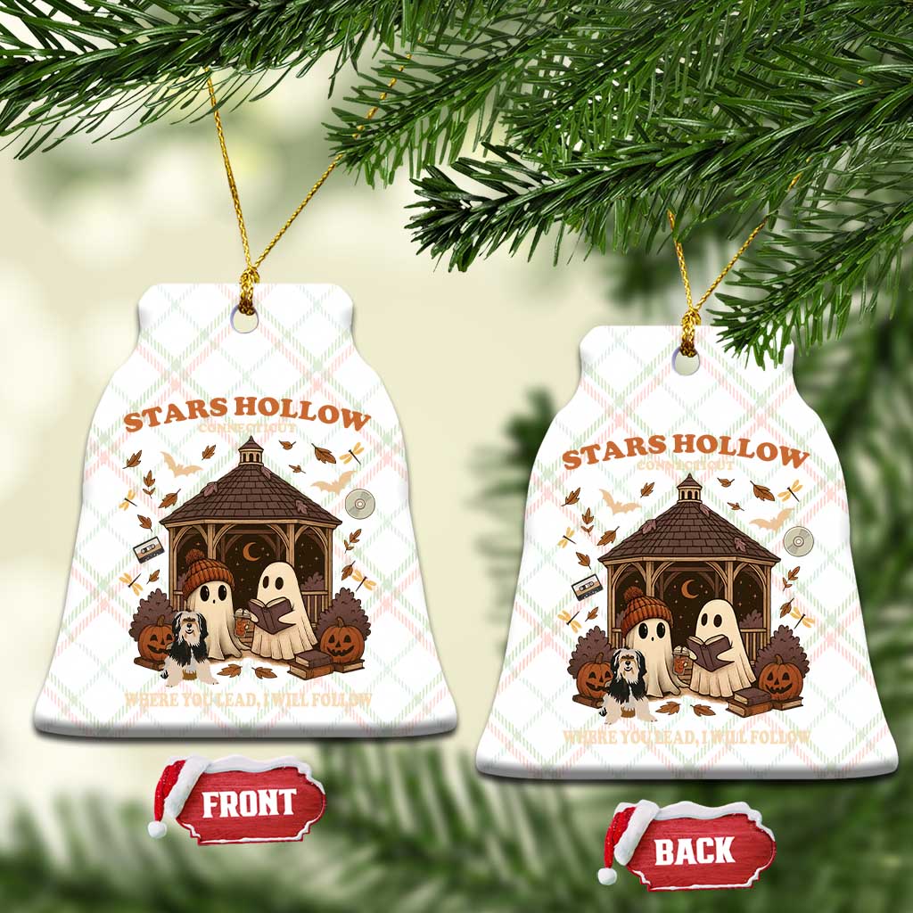 Halloween Stars Hollow Ceramic Ornament Retro Book Lover Cute Ghost Fall Pumpkin - Wonder Print Shop