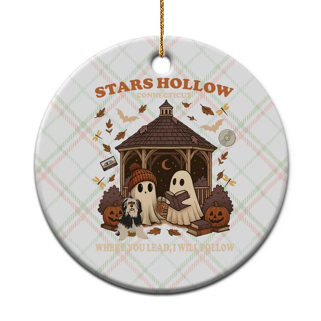Halloween Stars Hollow Ceramic Ornament Retro Book Lover Cute Ghost Fall Pumpkin - Wonder Print Shop