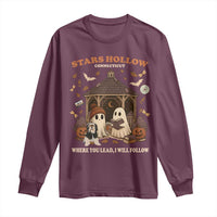 Halloween Stars Hollow Long Sleeve Shirt Retro Book Lover Cute Ghost Fall Pumpkin - Wonder Print Shop