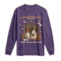 Halloween Stars Hollow Long Sleeve Shirt Retro Book Lover Cute Ghost Fall Pumpkin - Wonder Print Shop
