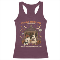 Halloween Stars Hollow Racerback Tank Top Retro Book Lover Cute Ghost Fall Pumpkin - Wonder Print Shop