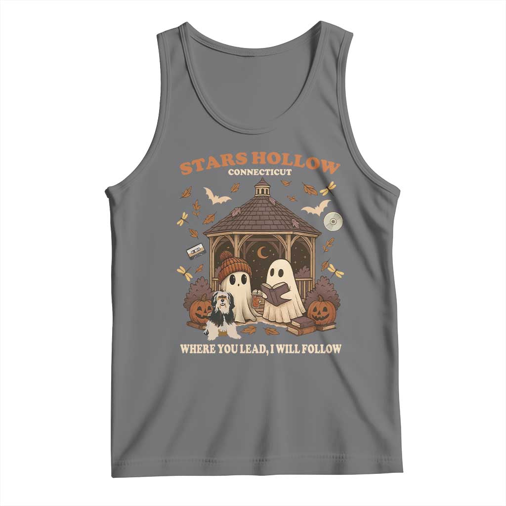 Halloween Stars Hollow Tank Top Retro Book Lover Cute Ghost Fall Pumpkin - Wonder Print Shop