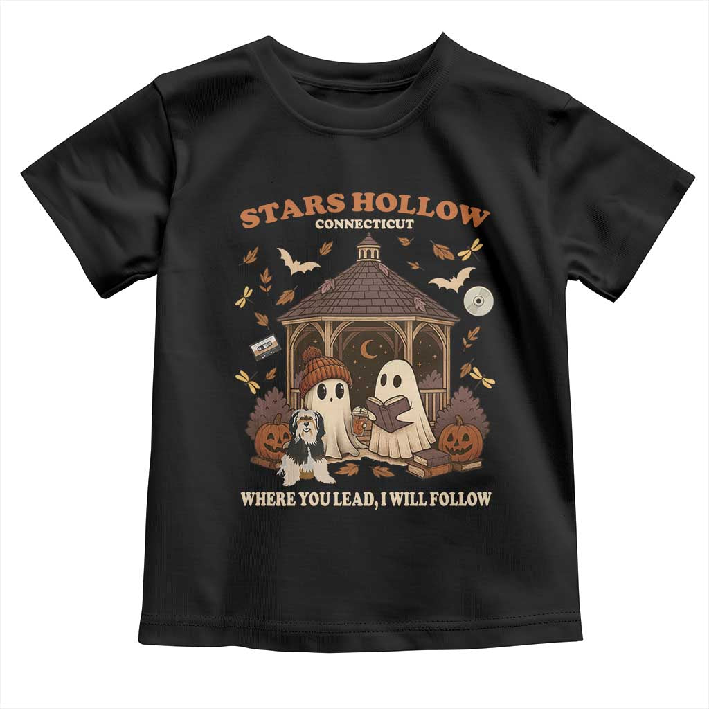 Halloween Stars Hollow Toddler T Shirt Retro Book Lover Cute Ghost Fall Pumpkin - Wonder Print Shop