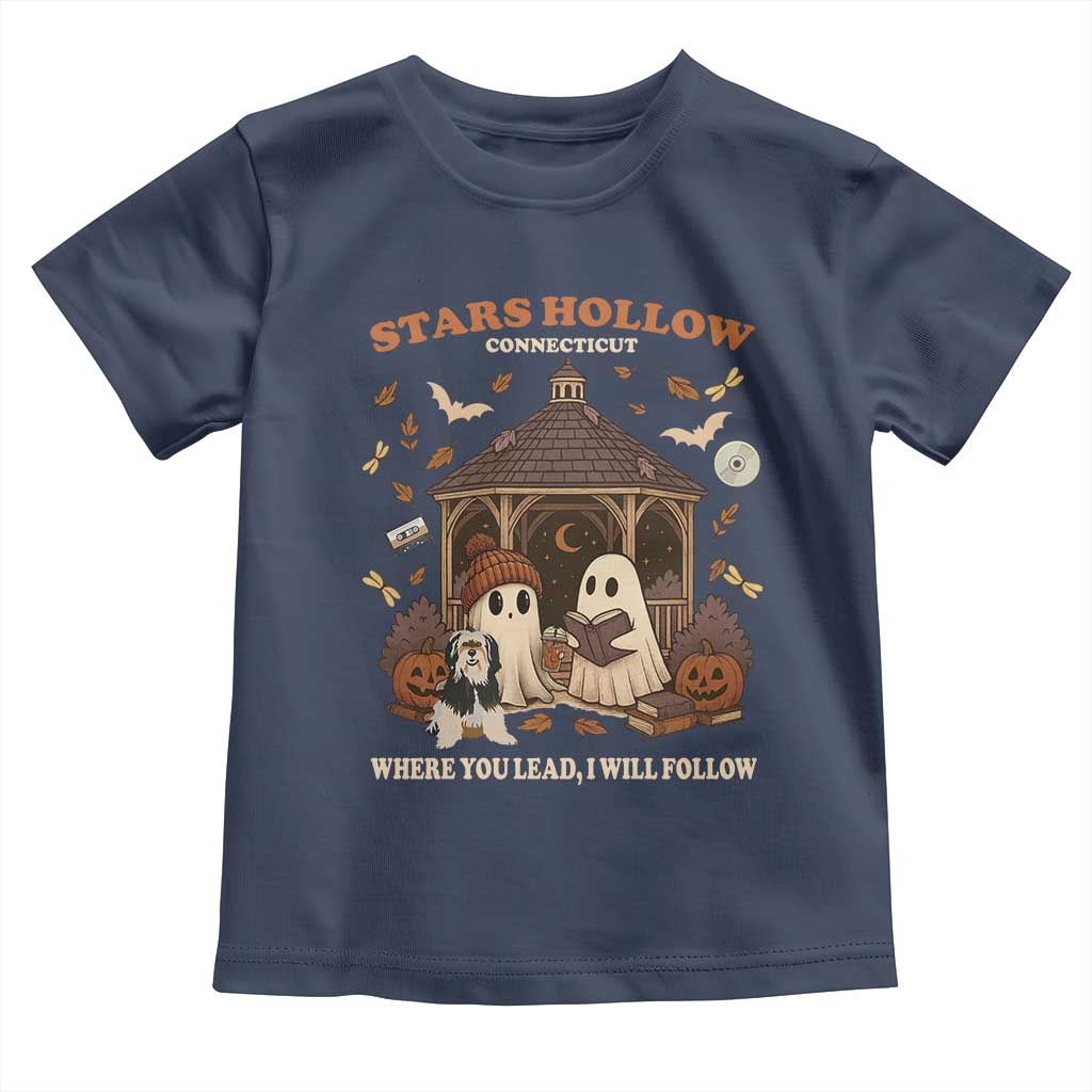 Halloween Stars Hollow Toddler T Shirt Retro Book Lover Cute Ghost Fall Pumpkin - Wonder Print Shop