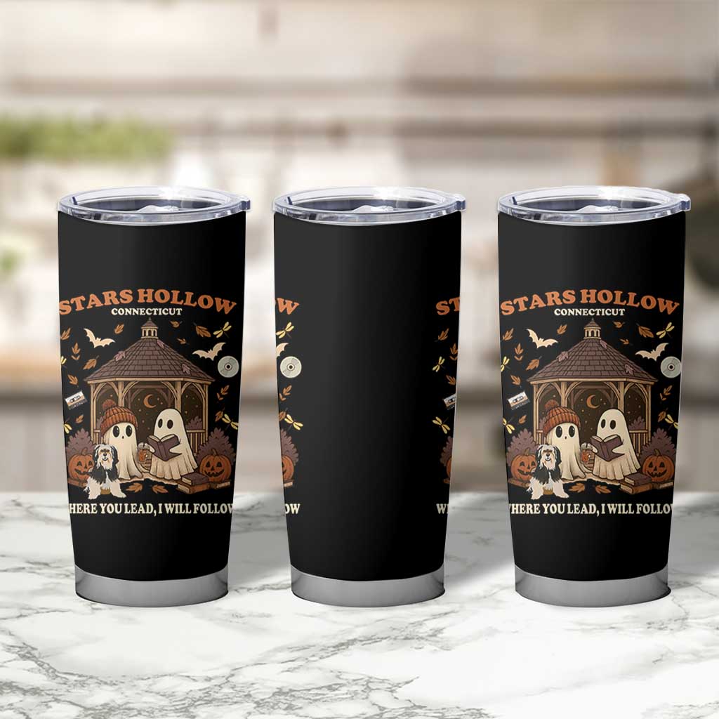 Halloween Stars Hollow Tumbler Cup Retro Book Lover Cute Ghost Fall Pumpkin - Wonder Print Shop