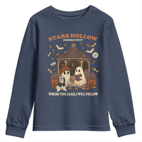 Halloween Stars Hollow Youth Sweatshirt Retro Book Lover Cute Ghost Fall Pumpkin - Wonder Print Shop