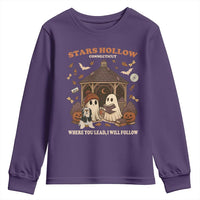 Halloween Stars Hollow Youth Sweatshirt Retro Book Lover Cute Ghost Fall Pumpkin - Wonder Print Shop