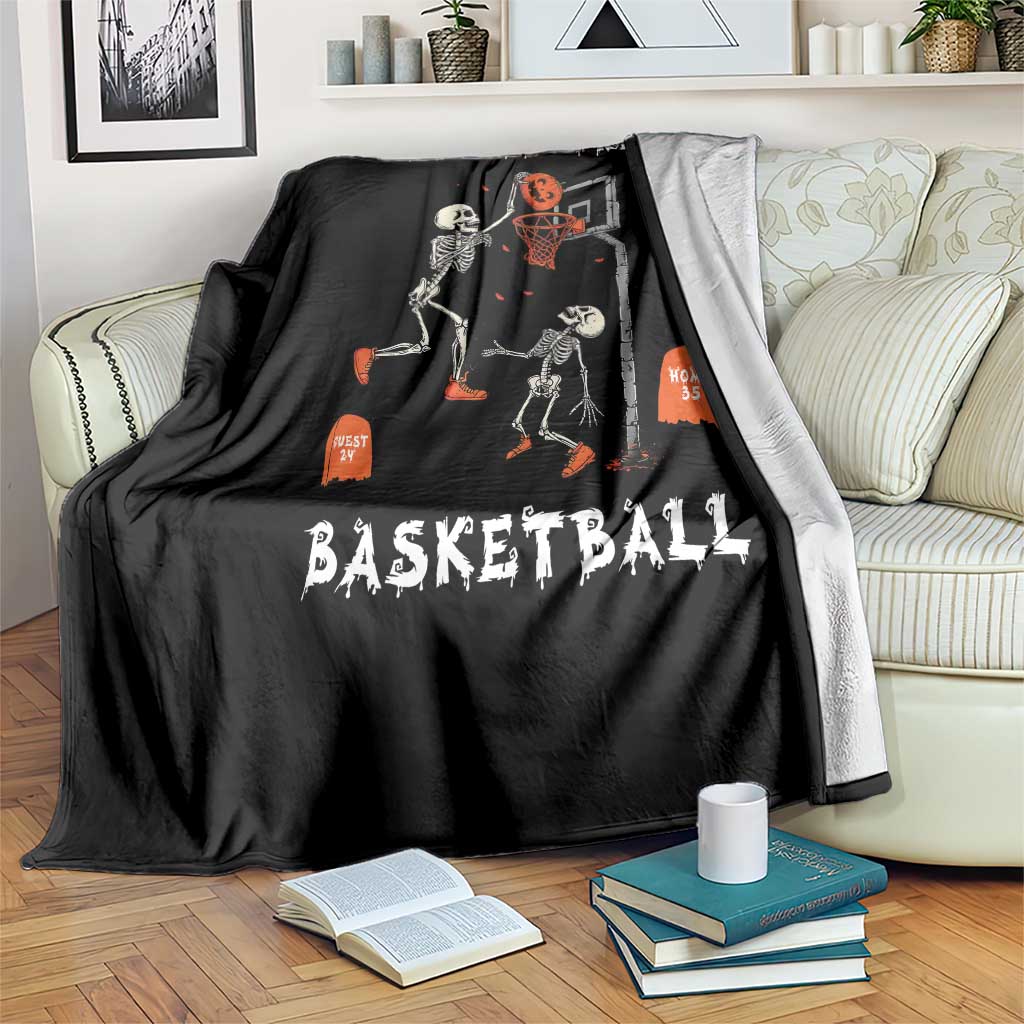 Halloween Skeleton Basketball Throw Blanket Funny Basketballer Sports Player - Wonder Print Shop