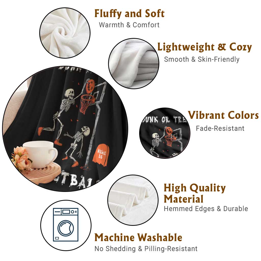 Halloween Skeleton Basketball Throw Blanket Funny Basketballer Sports Player - Wonder Print Shop