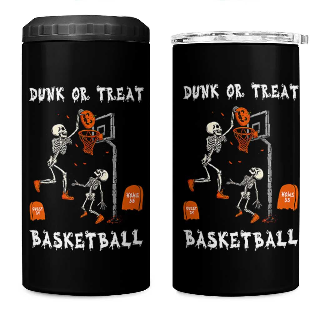 Halloween Skeleton Basketball 4 in 1 Can Cooler Tumbler Funny Basketballer Sports Player - Wonder Print Shop