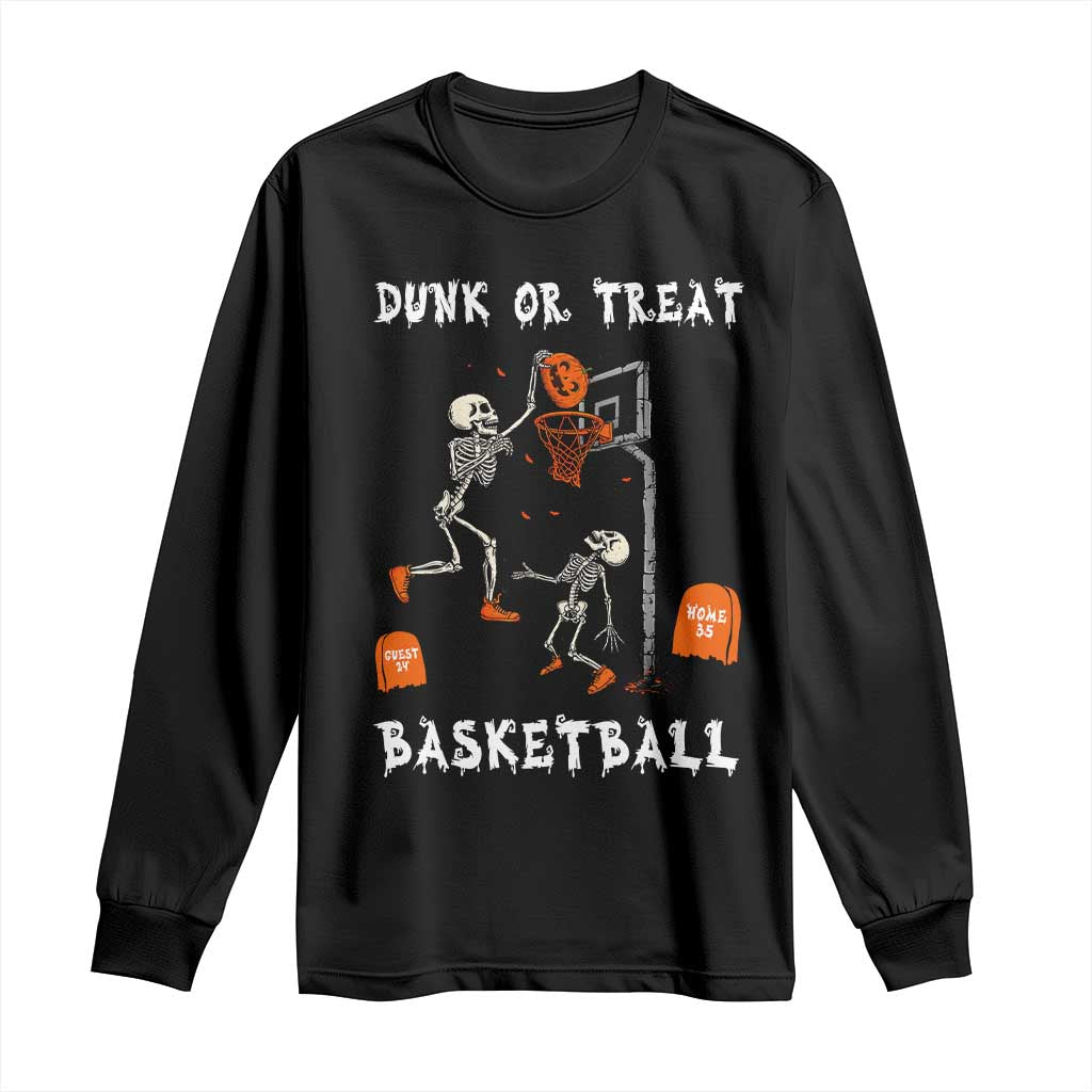 Halloween Skeleton Basketball Long Sleeve Shirt Funny Basketballer Sports Player - Wonder Print Shop