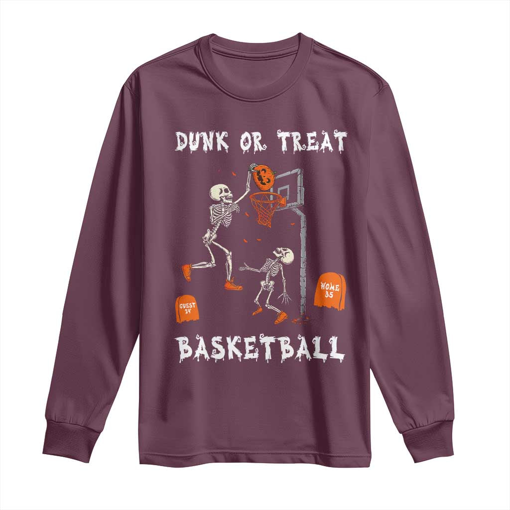 Halloween Skeleton Basketball Long Sleeve Shirt Funny Basketballer Sports Player - Wonder Print Shop
