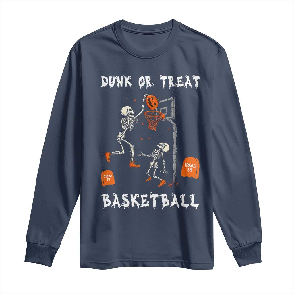 Halloween Skeleton Basketball Long Sleeve Shirt Funny Basketballer Sports Player - Wonder Print Shop