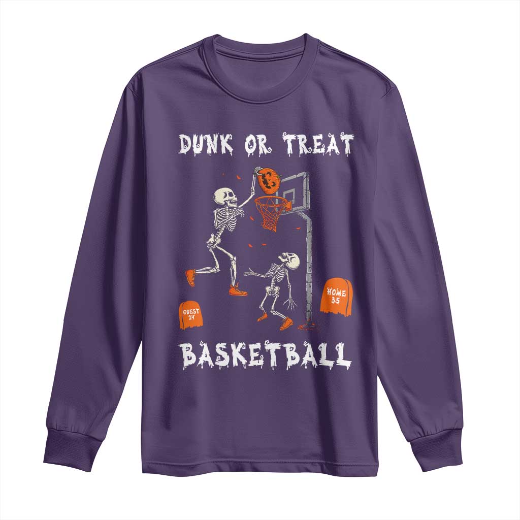 Halloween Skeleton Basketball Long Sleeve Shirt Funny Basketballer Sports Player - Wonder Print Shop