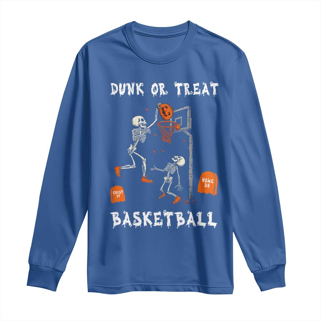 Halloween Skeleton Basketball Long Sleeve Shirt Funny Basketballer Sports Player - Wonder Print Shop