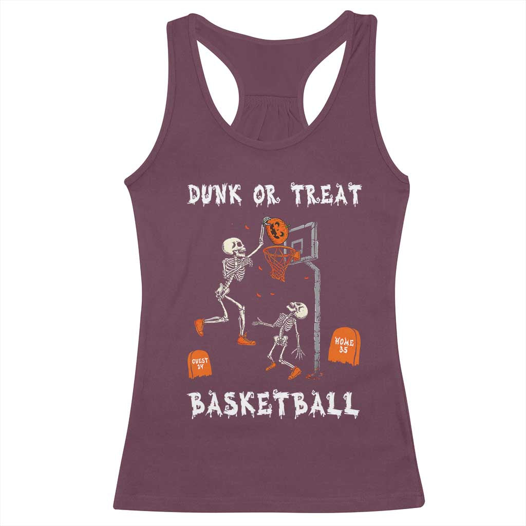 Halloween Skeleton Basketball Racerback Tank Top Funny Basketballer Sports Player - Wonder Print Shop