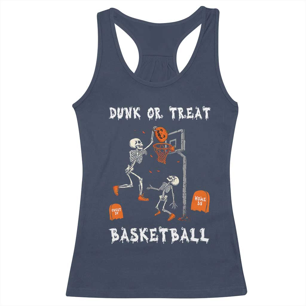 Halloween Skeleton Basketball Racerback Tank Top Funny Basketballer Sports Player - Wonder Print Shop