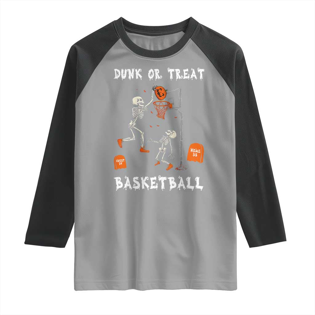 Halloween Skeleton Basketball Raglan Shirt Funny Basketballer Sports Player - Wonder Print Shop