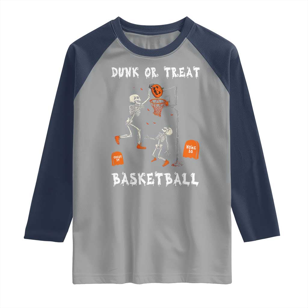 Halloween Skeleton Basketball Raglan Shirt Funny Basketballer Sports Player - Wonder Print Shop