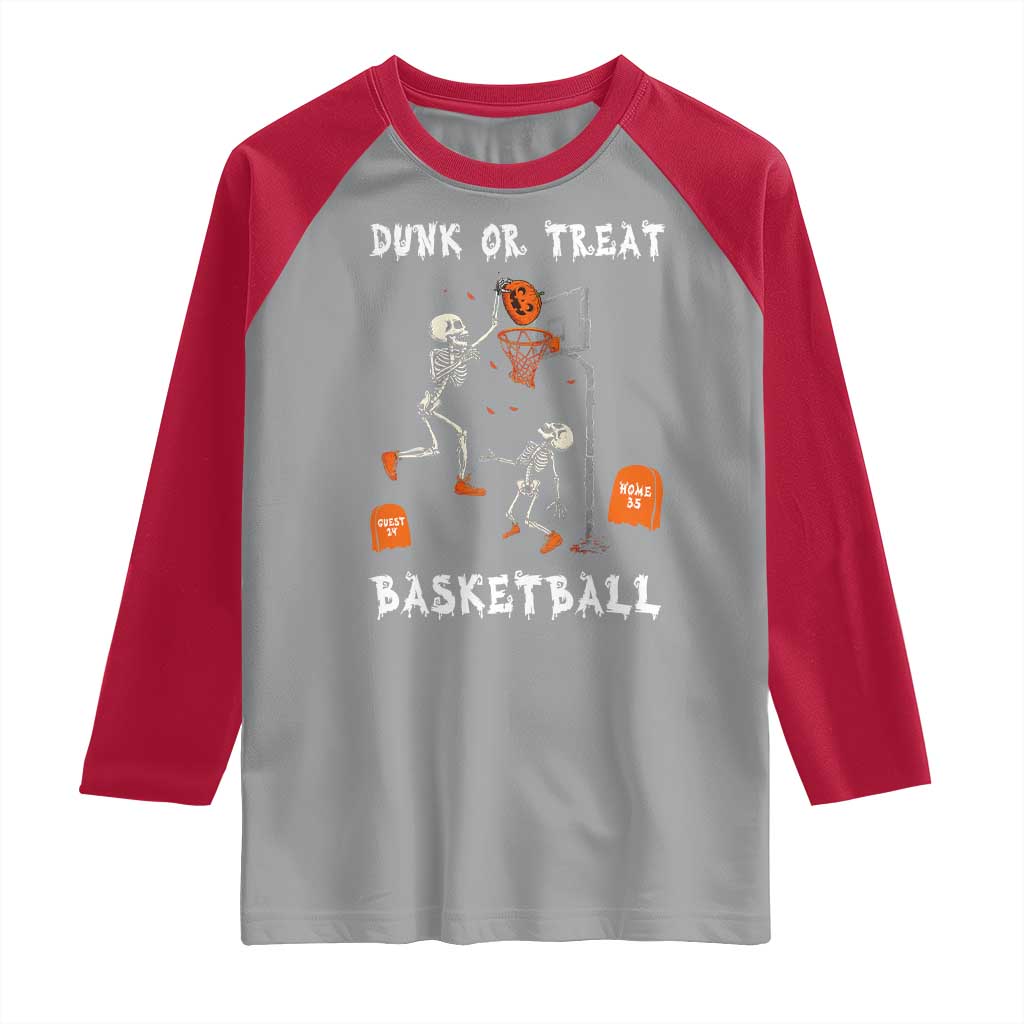 Halloween Skeleton Basketball Raglan Shirt Funny Basketballer Sports Player - Wonder Print Shop