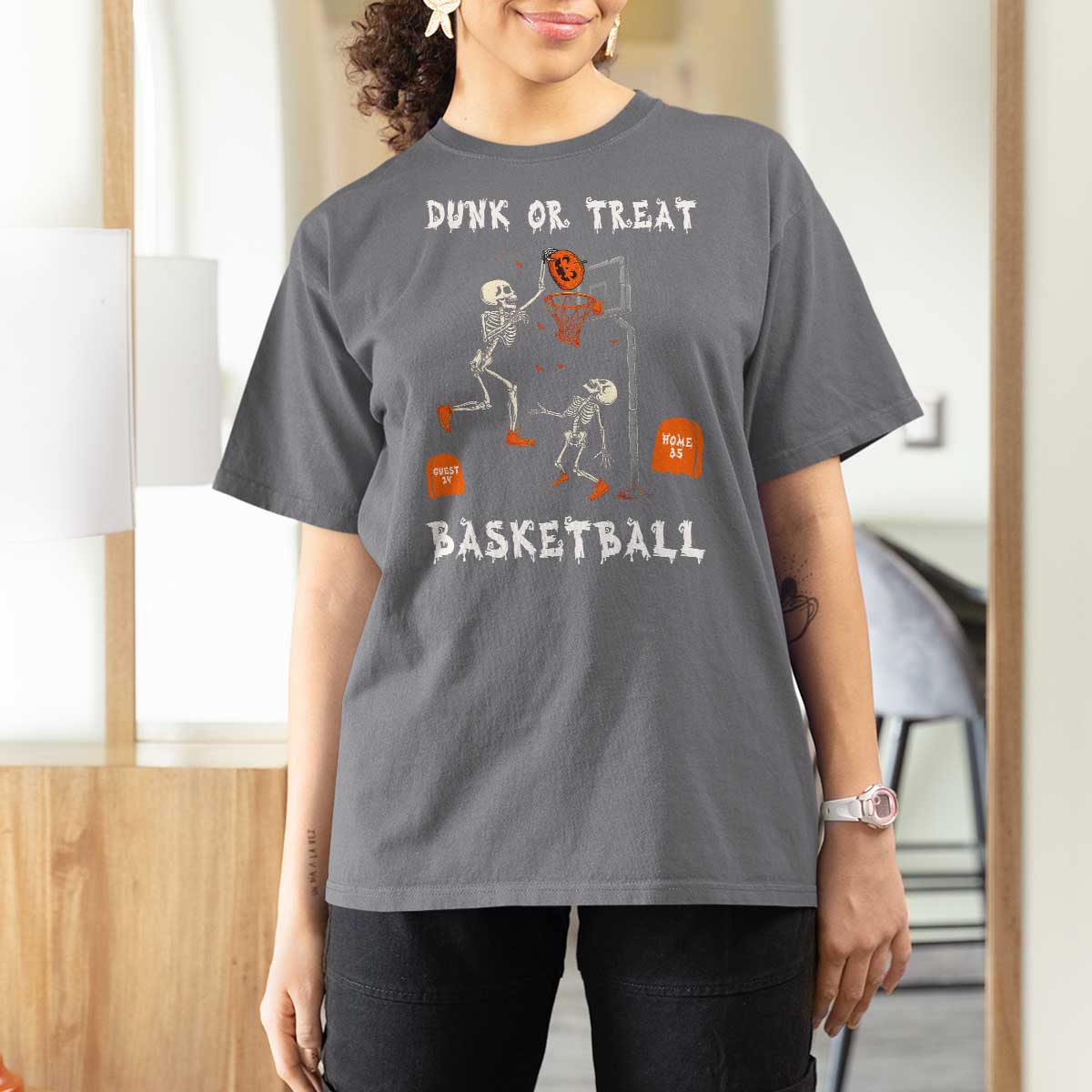 Halloween Skeleton Basketball T Shirt For Women Funny Basketballer Sports Player - Wonder Print Shop