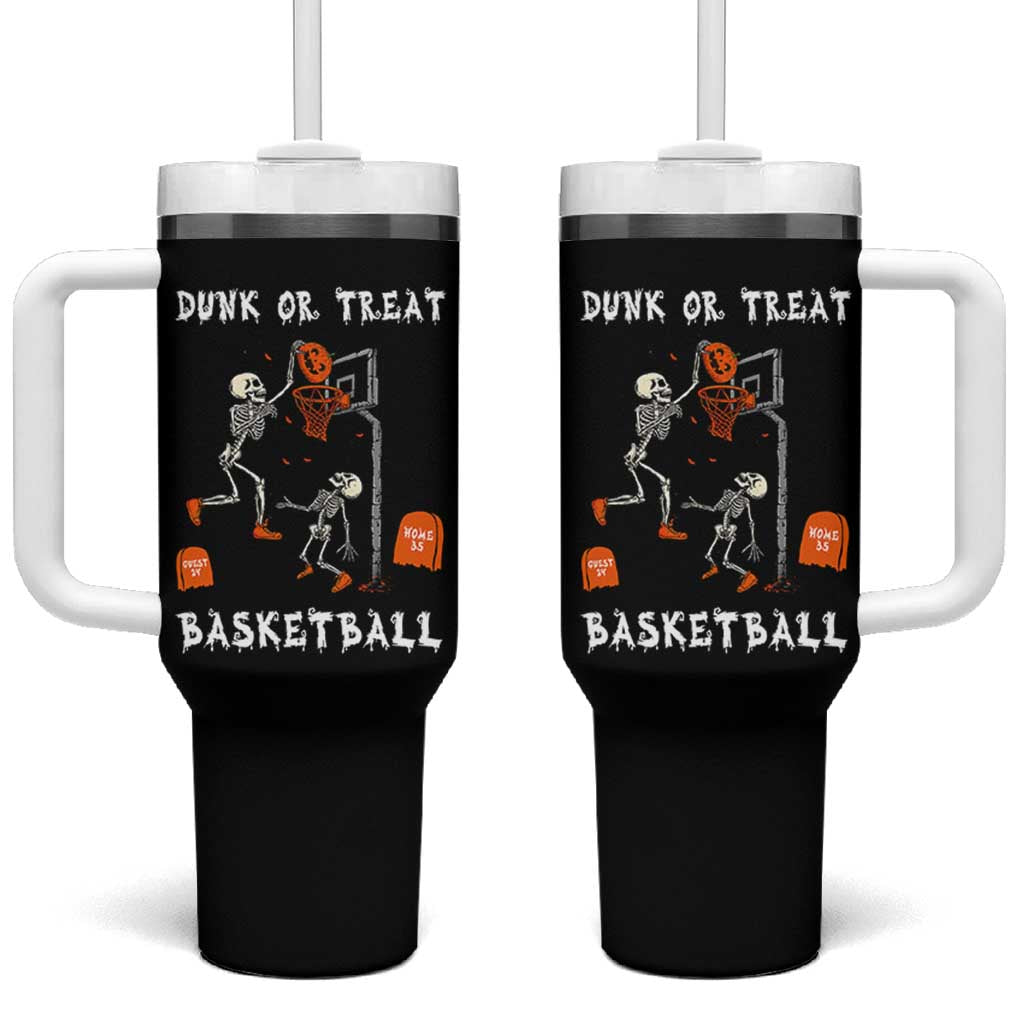 Halloween Skeleton Basketball Tumbler With Handle Funny Basketballer Sports Player - Wonder Print Shop