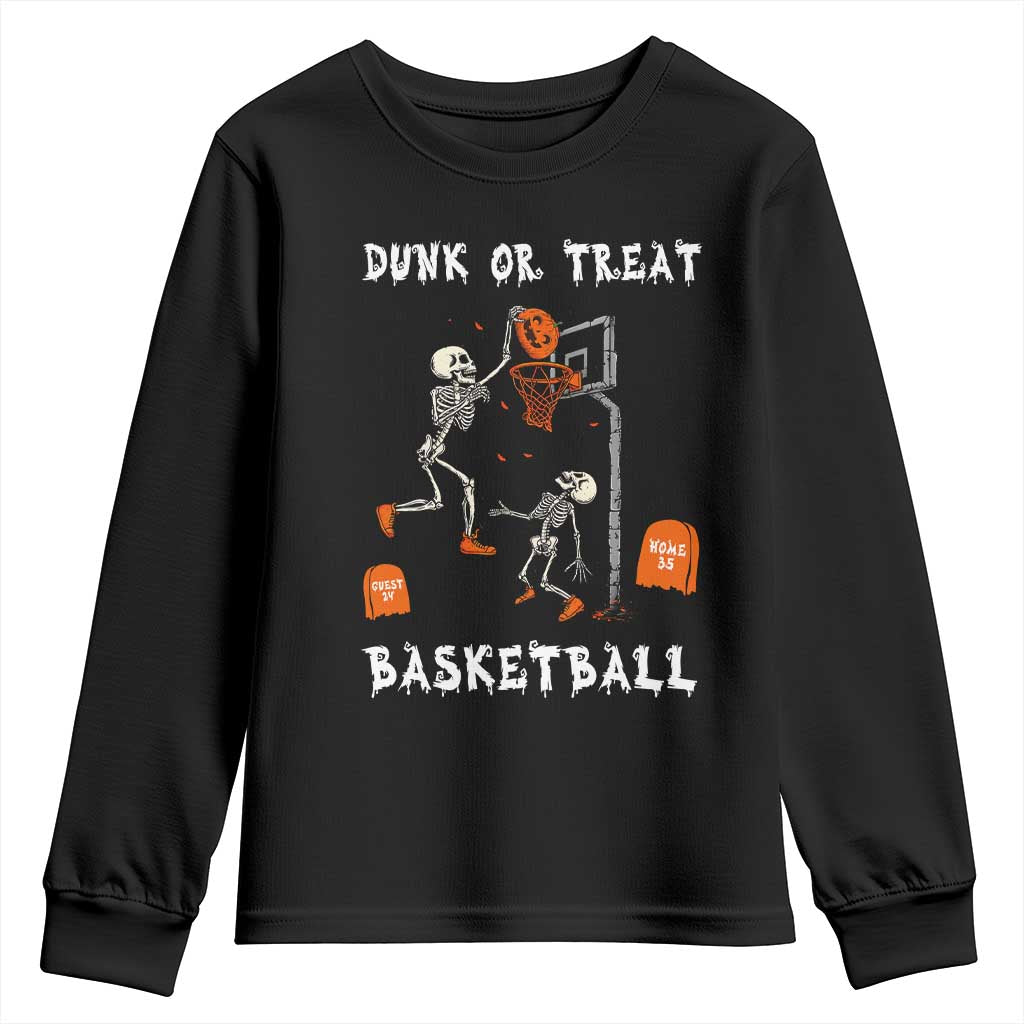 Halloween Skeleton Basketball Youth Sweatshirt Funny Basketballer Sports Player - Wonder Print Shop
