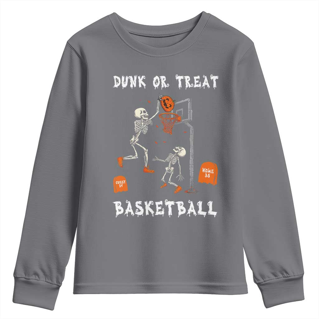 Halloween Skeleton Basketball Youth Sweatshirt Funny Basketballer Sports Player - Wonder Print Shop