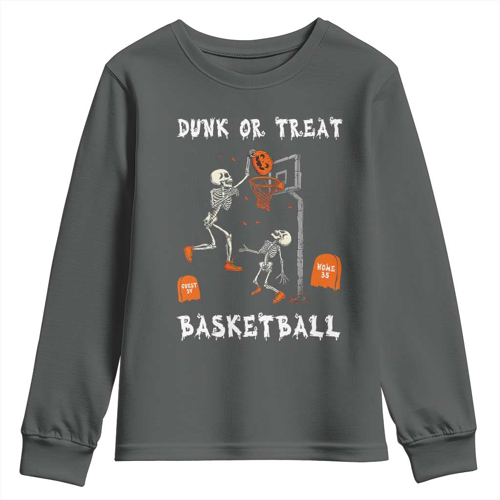 Halloween Skeleton Basketball Youth Sweatshirt Funny Basketballer Sports Player - Wonder Print Shop