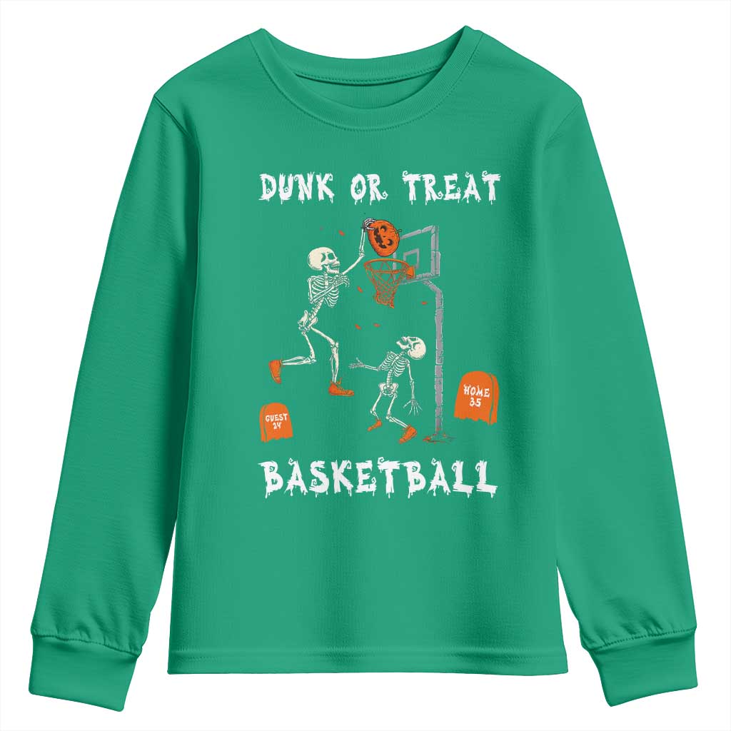 Halloween Skeleton Basketball Youth Sweatshirt Funny Basketballer Sports Player - Wonder Print Shop