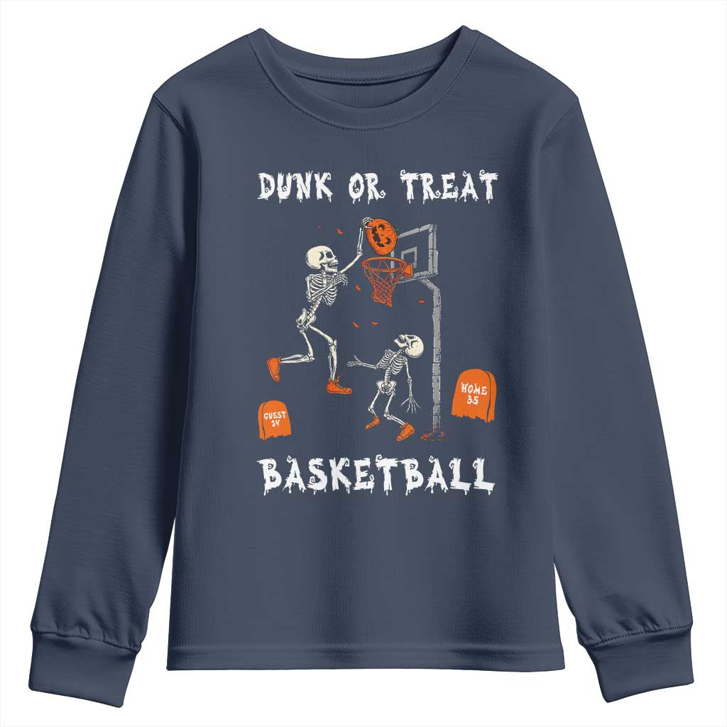 Halloween Skeleton Basketball Youth Sweatshirt Funny Basketballer Sports Player - Wonder Print Shop