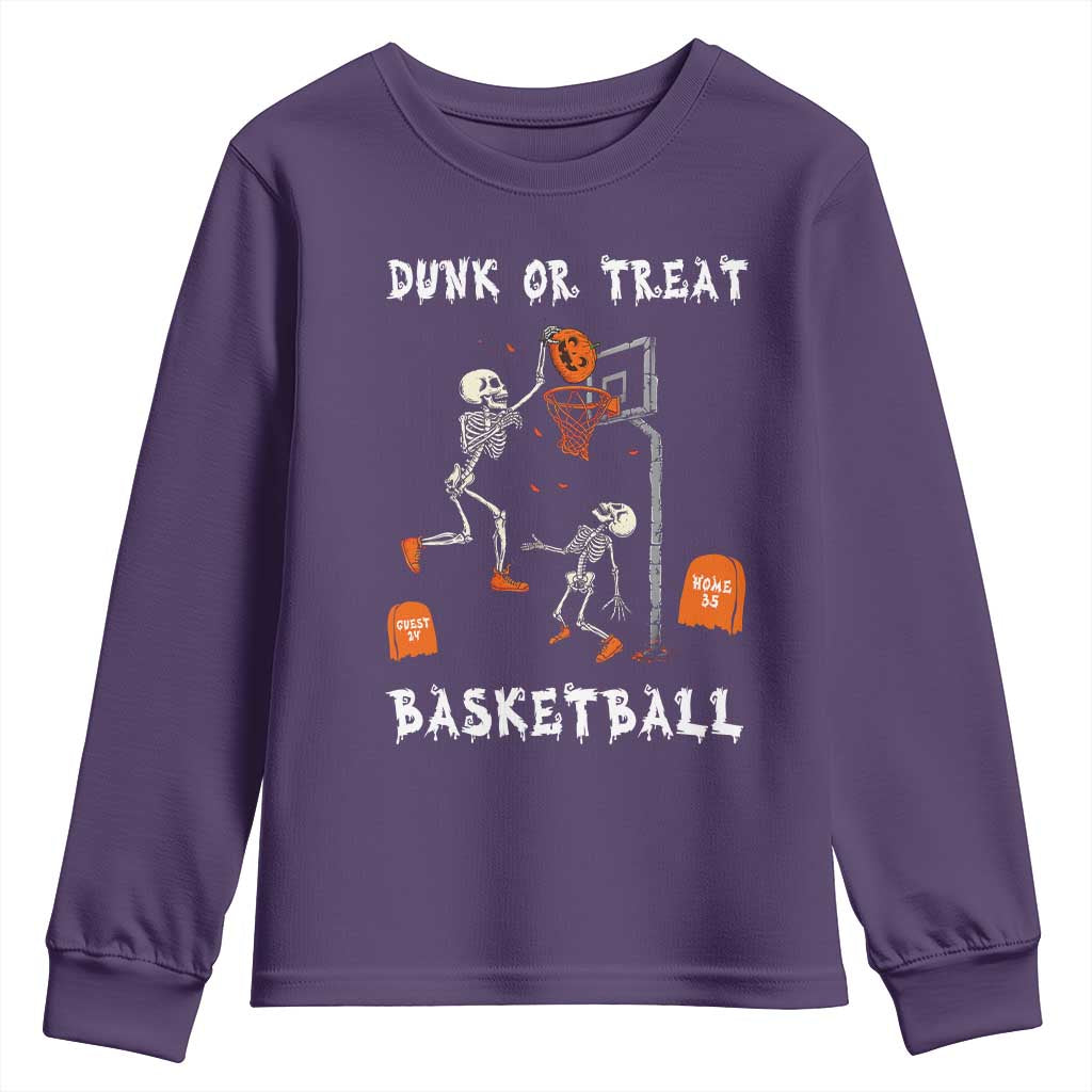 Halloween Skeleton Basketball Youth Sweatshirt Funny Basketballer Sports Player - Wonder Print Shop